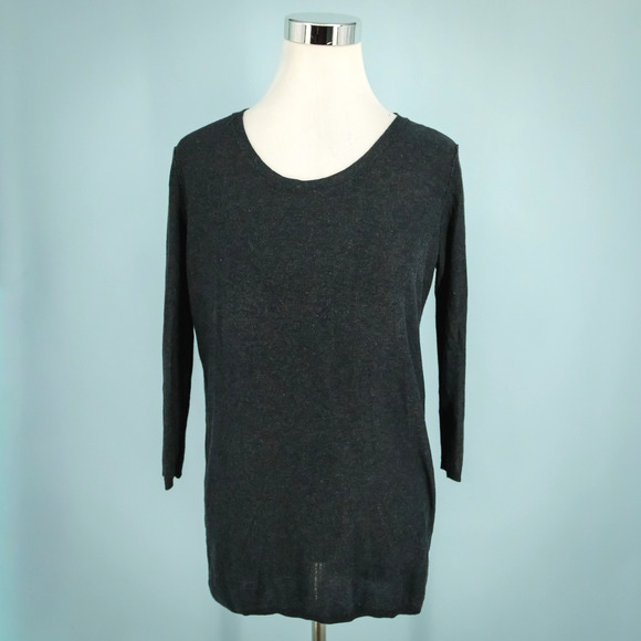 Babaton Aritzia Size XS Dark Gray Open Tie Back 3/4 Sleeve Silk Cashmere Sweater - Picture 1 of 6